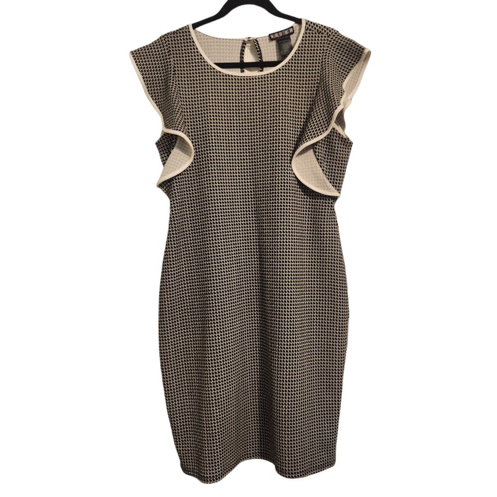 Paper Doll Ruffle Sleeve Black And White Bodycon Dress Size XL